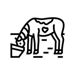 feeding horse breeding line icon vector illustration