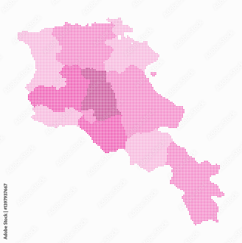 Poster armenia dotted map. digital style map of the country on white background. armenia shape with circle 
