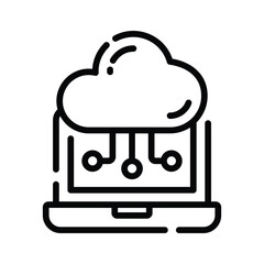 A handy outline style icon of cloud connection technology