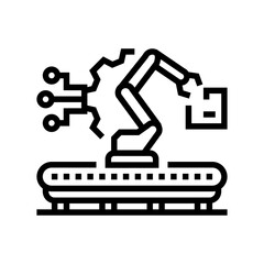 cyber physical systems industry 5 line icon vector illustration