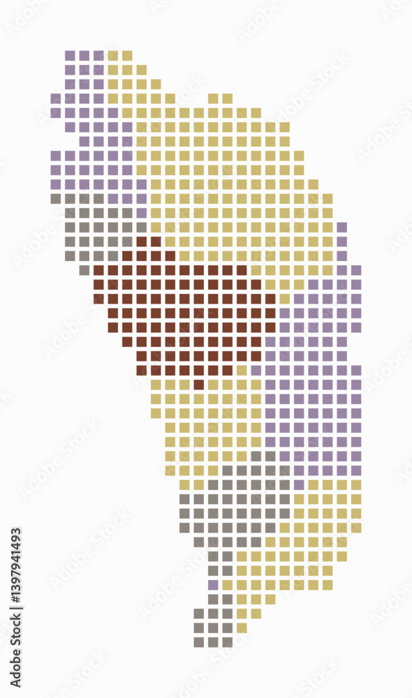 Poster dominica dotted map. digital style map of the country on white background. dominica shape with squar