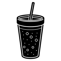 Iced Coffee Cup Line Art Vector | AI-Generated Printable Graphic Design