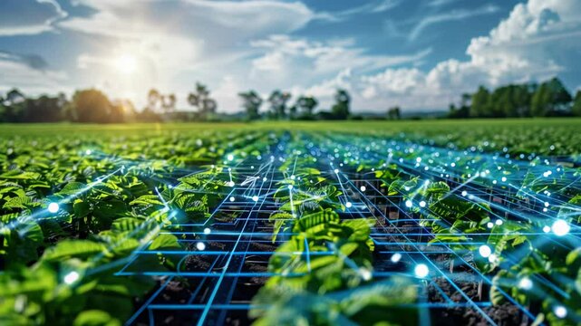 Slow motion smart agriculture: IoT technology integrating with lush green crops for future farming solutions