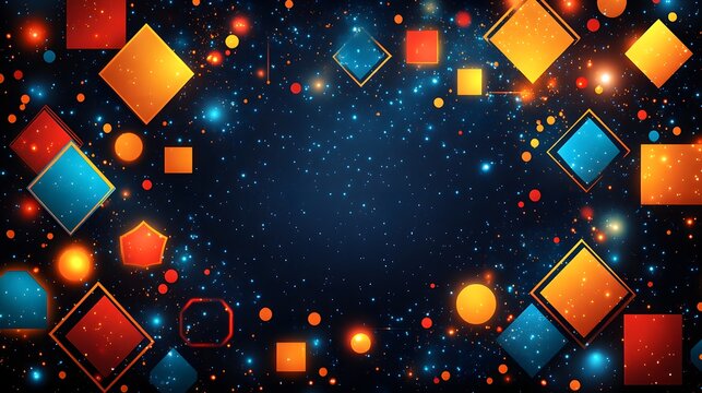 there is a blue background with a lot of different colored squar