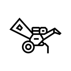 wood chipper tractor line icon vector illustration