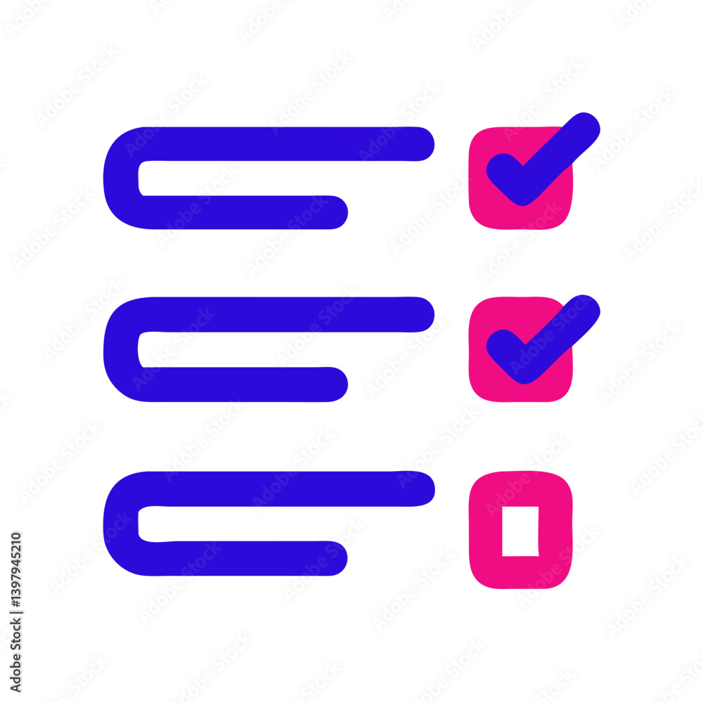 Poster task prioritization checklist icon in modern flat style
