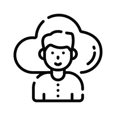 Easy to use line style icon of cloud user