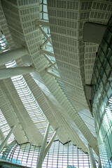 Abstract ceiling in office building, interior design. Details of modern architecture. Building abstract.  Building background.