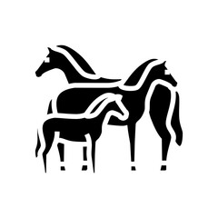 family horse breeding glyph icon vector illustration