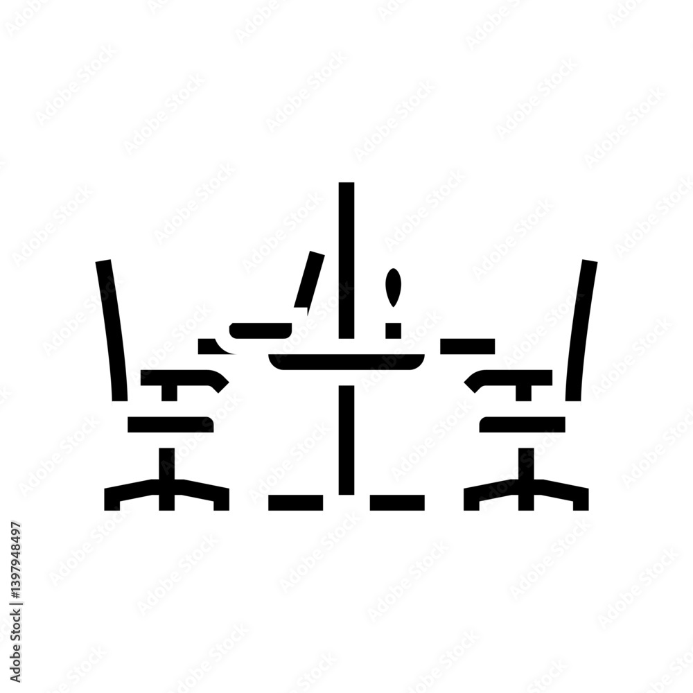 Poster shared workspace table hybrid work glyph icon vector illustration