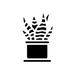 desk plant hybrid work glyph icon vector illustration