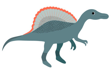 Dinosaur Spinosaurus Vector Illustration with Decorative Pattern – Editable and Isolated