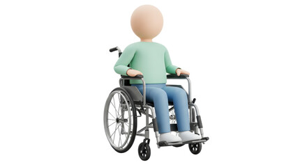 Isolated Cartoon Man in Wheelchair