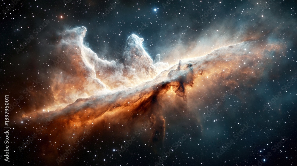 Poster a stunning view of a nebula, showcasing vibrant colors and intricate structures in the vastness of s