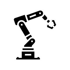 industrial robot arm industry 5 glyph icon vector illustration