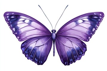 Obraz premium Purple butterfly isolated white background design element.
