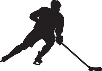 Fototapeta premium Ice Hockey Player with Stick and Puck Silhouette vector