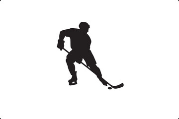 Fototapeta premium Hockey Player Silhouette SVG | Ice Hockey Stick & Puck Clipart for Cricut & Sublimation