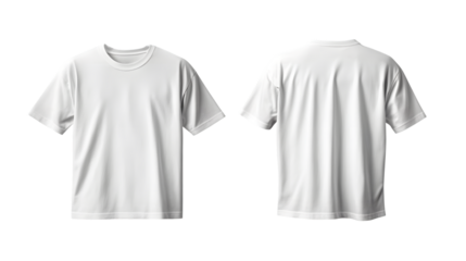White Oversized T-Shirt Front and Back Mockup Isolated on White Background
