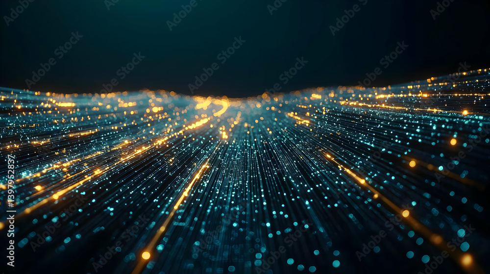 Poster abstract digital design with glowing lines and points
