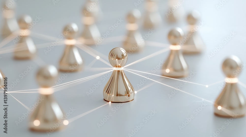 Aufkleber a close-up of golden game pieces connected by lines, symbolizing networking and collaboration in a s