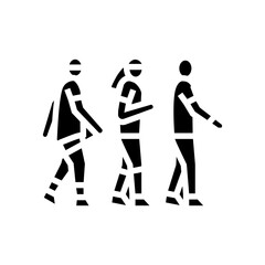 group nordic walkers walking glyph icon vector illustration