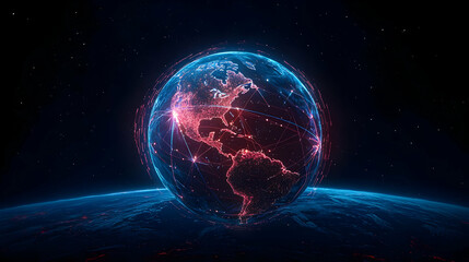 Obraz premium Abstract Glowing Digital Earth Visualization
