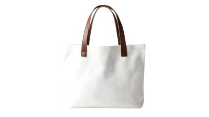 Blank White Tote Bag with Brown Handles for Professional and Stylish Use