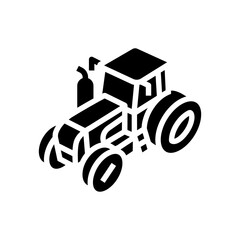 plowing tractor glyph icon vector illustration