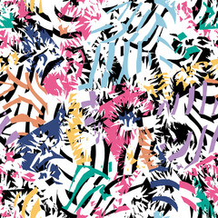 Obraz premium Seamless hand drawn abstract pattern.Watercolor abstract pattern for fabric, apparel, scarf, wallpaper. Unique modern abstract and ethnic design.