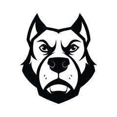 Black and white mastiff head with heavy jaw.eps