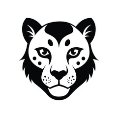 Black and white snow leopard head.eps