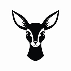 Black and white dik-dik head with gentle face.eps
