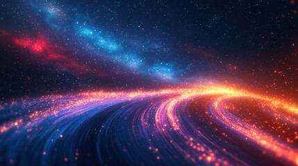 radiant cosmic highway ethereal landscape of stardust and nebulas with trails of light converging into a horizon of celestial wonder