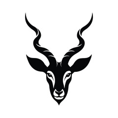 Black and white kudu head with twisted antlers.eps