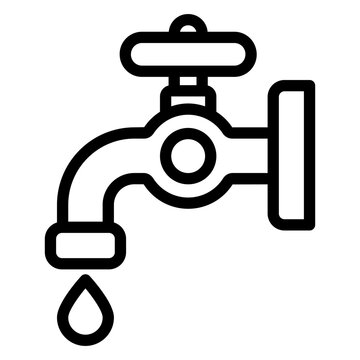 recommend clip art: Water faucet and drop line icon, water resource concept. Vector graphics. Faucet tap with water drop sign on white background, style mobile or design.