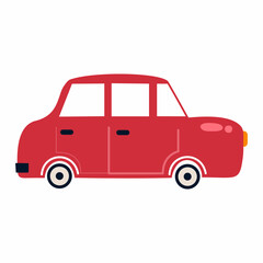 English red car on white background.