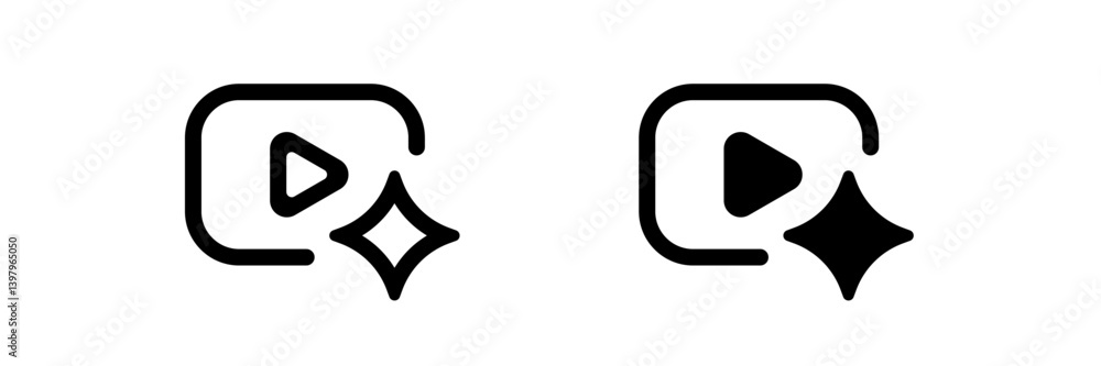 Poster ai icon featuring a play button and star design used in artificial intelligence tools and apps.