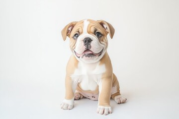 Adorable Bulldog Puppy Posing, Studio Shot, White Background, Pet Adoption
