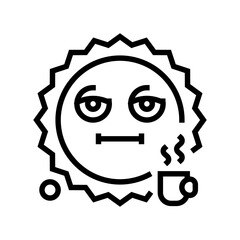 cup coffee cute sun character line icon vector illustration