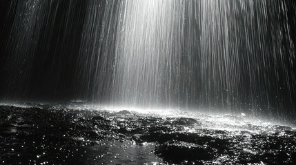 Intense Rainfall: A Dramatic Monochrome Capture