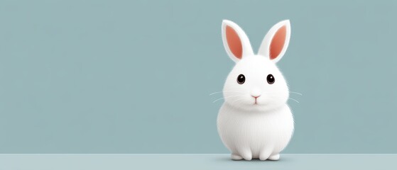 Obraz premium A white rabbit with orange ears stands on a table, symbolizing Easter joy and celebration.