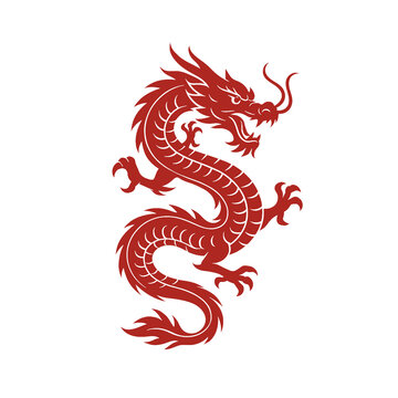 chinese dragon isolated on transparent background, png image 