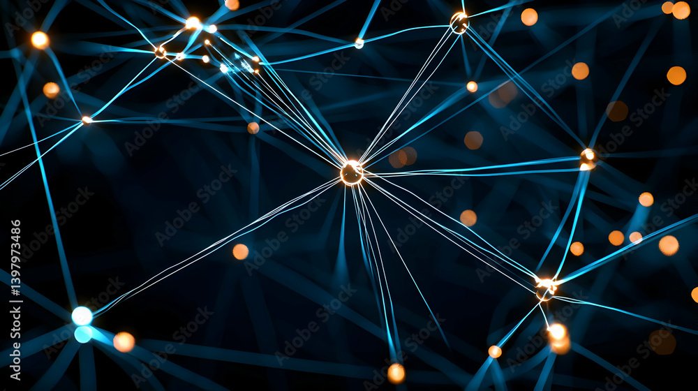 Poster abstract network design with glowing lines and points