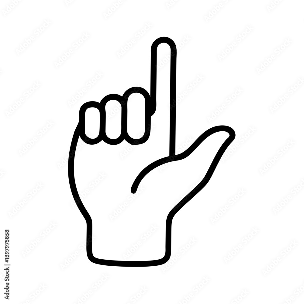 Poster hand gesture pointing upwards in a minimalistic style