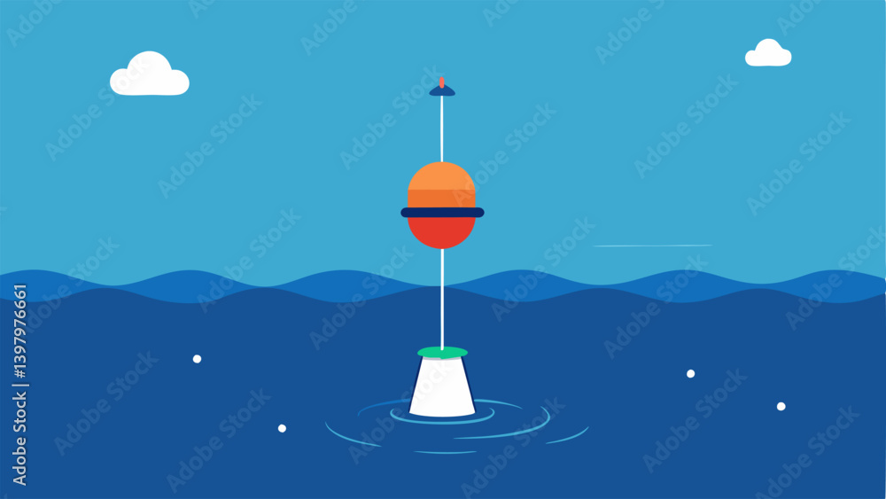 Poster ocean buoy a floating ocean buoy depicted on the waters surface with a digital model beside it showc