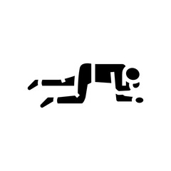placing unconscious victim recovery position glyph icon vector illustration