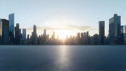 Obraz premium Empty Urban Concrete Plaza At Sunrise