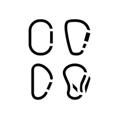 carabiners rock climbing glyph icon vector illustration