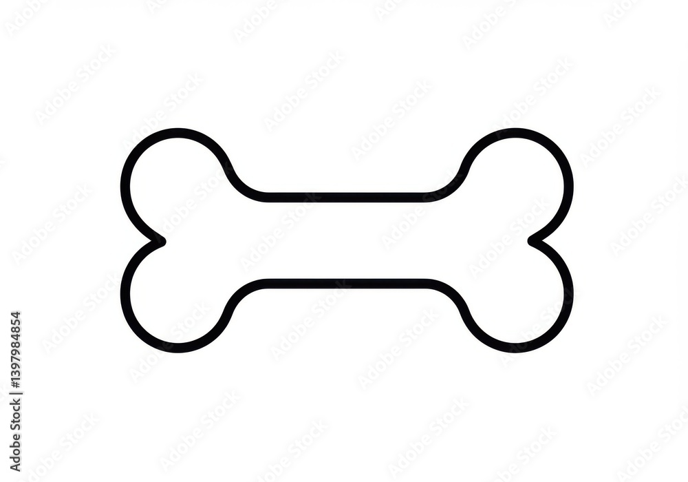 Poster simple outline of a bone shape on a white background